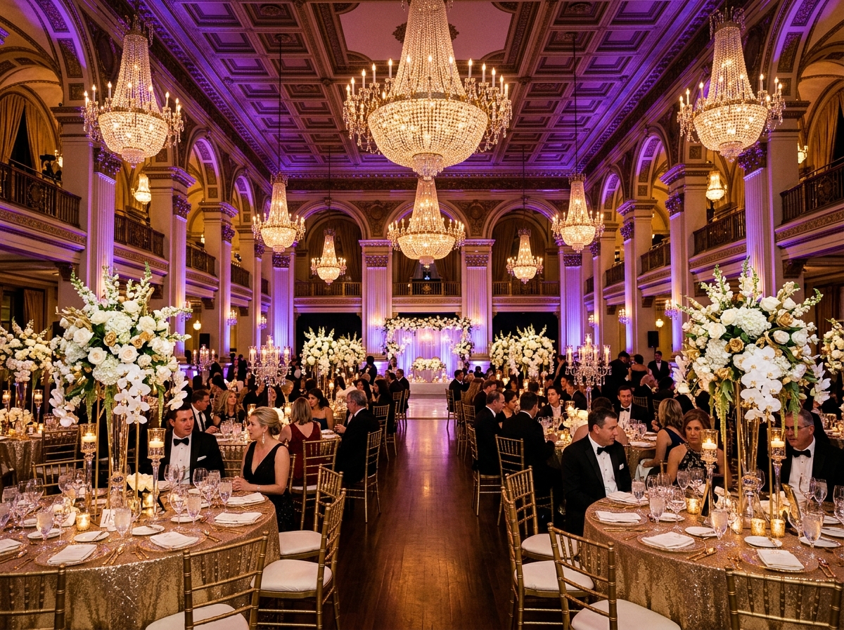Grand banquet hall family celebration at VR Celebrations